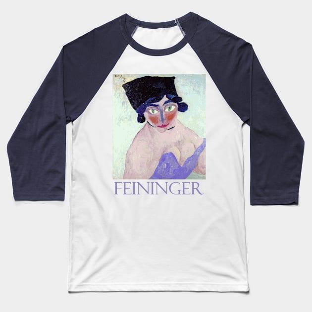 Woman with Green Eyes (1915) by Lyonel Feininger Baseball T-Shirt by Naves